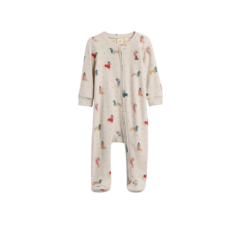 VIRAL NWT babyGap PJS Two-Way Zip One-Piece Dachshund Christmas Holiday Pajamas